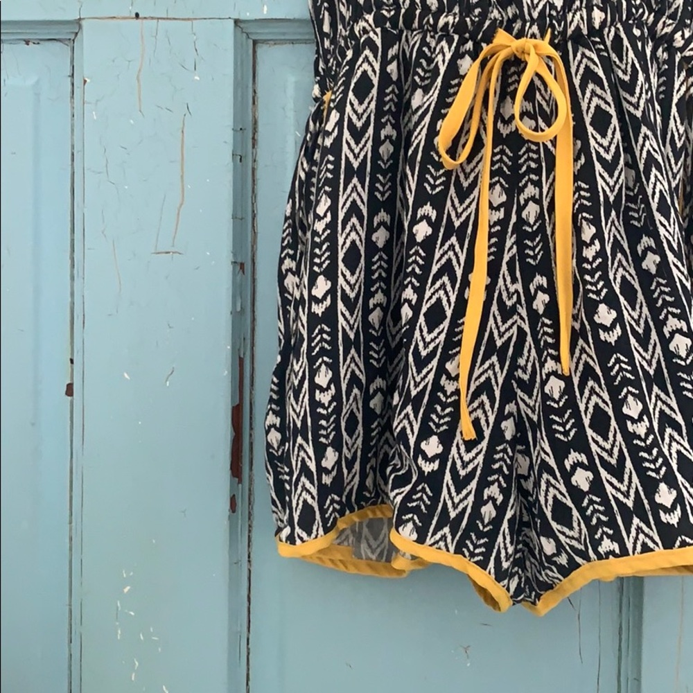 Black and yellow tank top romper